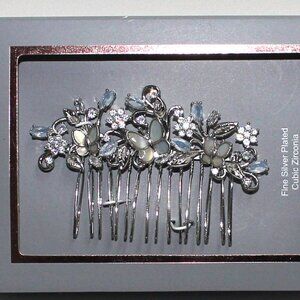NWT Believe By Brilliance Fine Silver Plated Cubic Zirconia Hair Comb